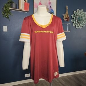 New Era Washington Football Team Red Lace-Up V-Neck T-Shirt XL